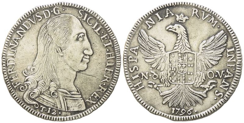 Palermo. Regno di Sicilia. Ferdinando III di Borbone (1759 - 1816). 12 Tarì 1796. Ag (27,07 G; 38...
