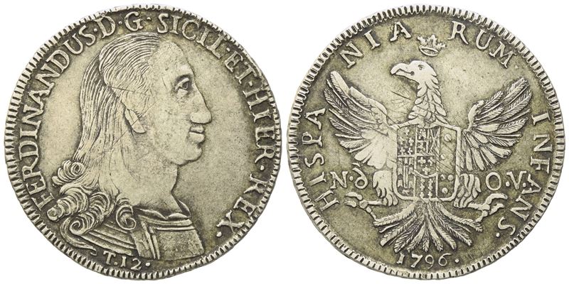 Palermo. Regno di Sicilia. Ferdinando III di Borbone (1759 - 1816). 12 Tarì 1796. Ag (27,21 G; 38...