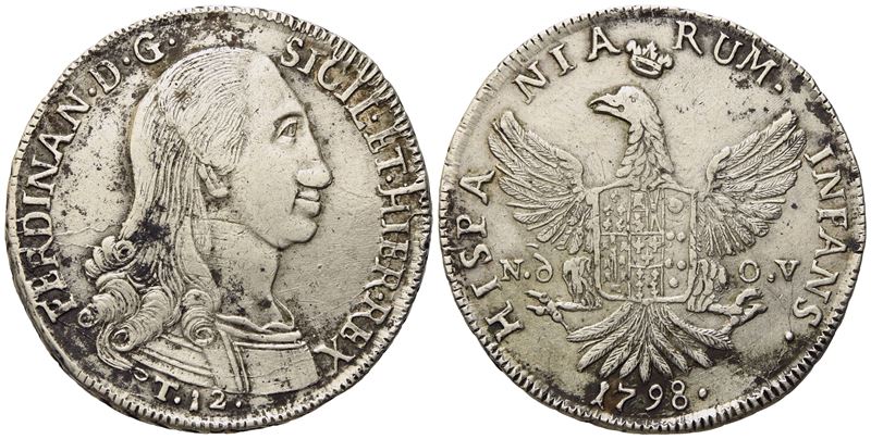 Palermo. Regno di Sicilia. Ferdinando III di Borbone (1759 - 1816). 12 Tarì 1798. Ag (27,15 G; 38...