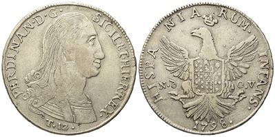 Palermo. Regno di Sicilia. Ferdinando III di Borbone (1759 - 1816). 12 Tarì 1798. Ag (27,15 G; 39...