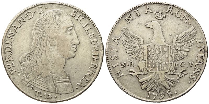 Palermo. Regno di Sicilia. Ferdinando III di Borbone (1759 - 1816). 12 Tarì 1798. Ag (27,15 G; 39...