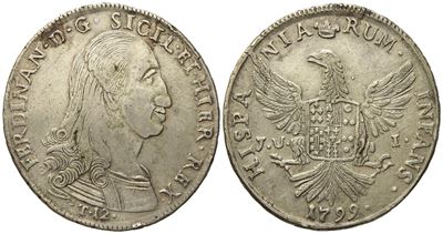 Palermo. Regno di Sicilia. Ferdinando III di Borbone (1759 - 1816). 12 Tarì 1799. Ag (27,09 G; 39...