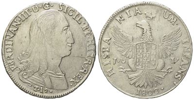 Ferdinando III di Borbone (1759–1816), Palermo. 12 Tarì 1800, argento