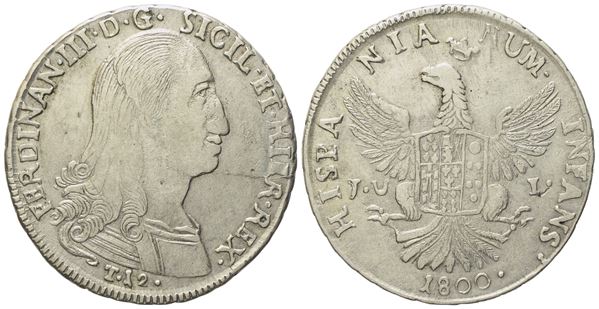 PALERMO. Regno di Sicilia. Ferdinando III di Borbone (1759 - 1816). 12 tarì 1800. Ag (27,15 g; 38,6 mm).