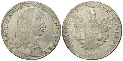 Palermo. Regno di Sicilia. Ferdinando III di Borbone (1759 - 1816). 12 Tarì 1801. Ag (27,08 G; 38...