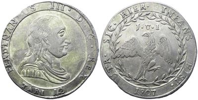 Ferdinando III di Borbone, Palermo (Regno di Sicilia), 12 Tarì 1807, argento