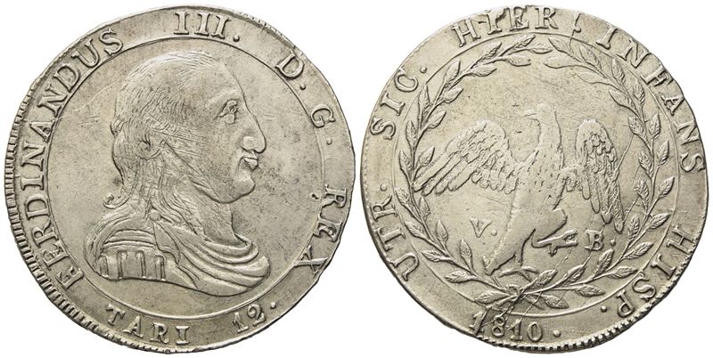 Ferdinando III di Borbone, 12 Tarì 1810 (Regno di Sicilia), argento