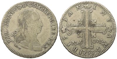 Palermo. Regno di Sicilia. Ferdinando III di Borbone (1759 - 1816). 6 Tarì 1793. Ag (13,40 G; 33,...