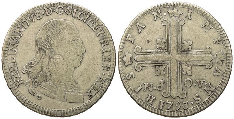 Palermo. Regno di Sicilia. Ferdinando III di Borbone (1759 - 1816). 6 Tarì 1793. Ag (13,40 G; 33,...