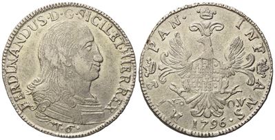 Palermo. Regno di Sicilia. Ferdinando III di Borbone (1759 - 1816). 6 Tarì 1796. Ag (13,59 G; 31 ...