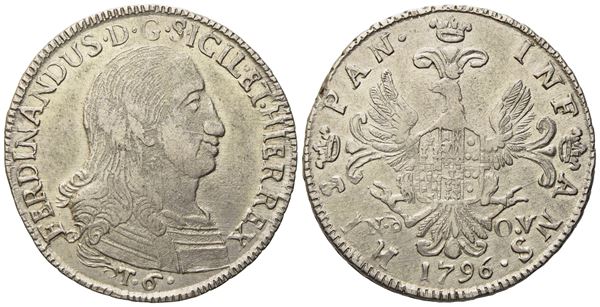 PALERMO. Regno di Sicilia. Ferdinando III di Borbone (1759 - 1816). 6 tarì 1796. Ag (13,59 g; 31 mm)  - Asta Monete e medaglie medievali e moderne italiane ed estere - Bertolami Fine Art - Casa d'Aste