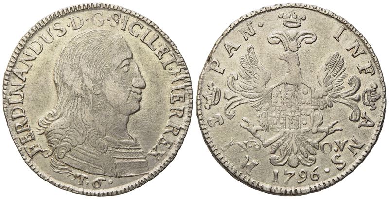 Palermo. Regno di Sicilia. Ferdinando III di Borbone (1759 - 1816). 6 Tarì 1796. Ag (13,59 G; 31 ...