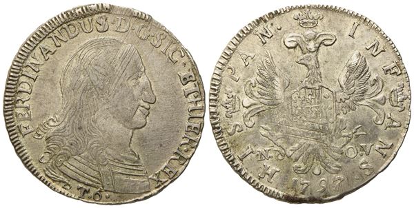 PALERMO. Regno di Sicilia. Ferdinando III di Borbone (1759 - 1816). 6 Tarì 1797; Ag (13,65 g; 31,5 mm)