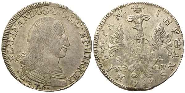 PALERMO. Regno di Sicilia. Ferdinando III di Borbone (1759 - 1816). 6 tarì 1797. Ag (13,65 g; 31,5 mm)  - Asta Monete e medaglie medievali e moderne italiane ed estere - Bertolami Fine Art - Casa d'Aste