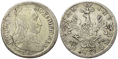 Palermo. Regno di Sicilia. Ferdinando III di Borbone (1759 - 1816). 6 Tarì 1799. Ag (13,28 G; 31,...