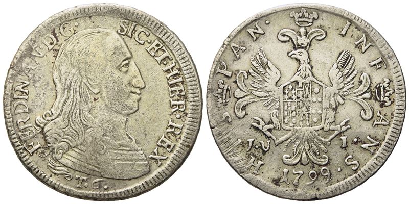 Palermo. Regno di Sicilia. Ferdinando III di Borbone (1759 - 1816). 6 Tarì 1799. Ag (13,28 G; 31,...