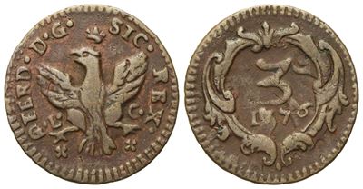 Ferdinando III di Borbone, 3 Piccioli 1776, Regno di Sicilia