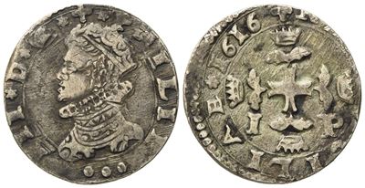 Messina. Regno di Sicilia. Filippo III di Spagna (1598-1621). 3 Tarì 1616. Ag (6,45 G; 22,4 MM)