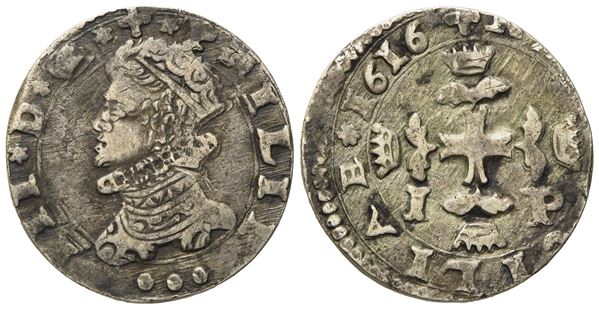 MESSINA. Regno di Sicilia. Filippo III di Spagna (1598-1621). 3 tarì 1616. Ag (6,45 g; 22,4 mm)  - Asta Monete e medaglie medievali e moderne italiane ed estere - Bertolami Fine Art - Casa d'Aste