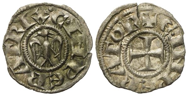 Messina. Regno di Sicilia. Enrico VI (1194-1197). Denaro. Mi (0,74 g; 16,5 mm)  - Asta Monete e medaglie medievali e moderne italiane ed estere - Bertolami Fine Art - Casa d'Aste