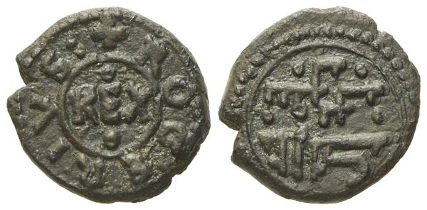 MESSINA. Regno di Sicilia. Tancredi e Ruggero (1191-1193). Follaro. Ae (2,10 g; 13,7 mm)  - Asta Monete e medaglie medievali e moderne italiane ed estere - Bertolami Fine Art - Casa d'Aste