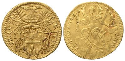 Stato Pontificio. Roma. Sede Vacante 1740. Mezzo Zecchino 1740. Au (1,75 G; 17,6 MM)