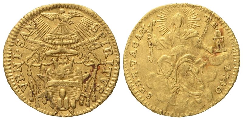 Stato Pontificio. Roma. Sede Vacante 1740. Mezzo Zecchino 1740. Au (1,75 G; 17,6 MM)