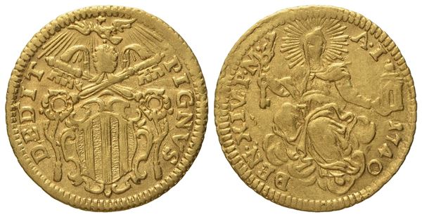 STATO PONTIFICIO. Roma. Benedetto XIV (1740 - 1758). Mezzo zecchino 1740. Au (1,70 g; 17,5 mm)