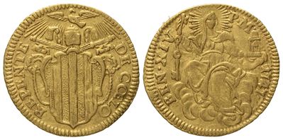 Stato Pontificio. Roma. Benedetto XIV (1740 - 1758). Mezzo Zecchino 1747. Au (1,74 G; 17,8 MM)