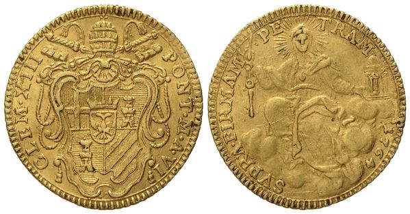 STATO PONTIFICIO. Roma. Clemente XIII (1758 - 1769). Zecchino 1764 anno VI. Au (3,43 g; 20,5 mm)  - Auction Modern Coins - Bertolami Fine Art - Casa d'Aste