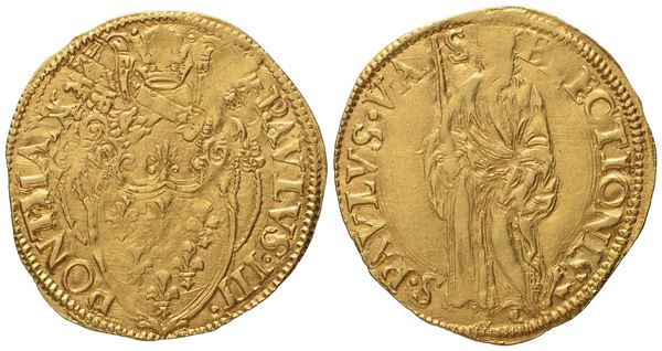 STATO PONTIFICIO. Roma. Paolo III (1534 - 1549). Scudo "San Paolo". Au (3,35 g; 26 mm)  - Auction Modern Coins - Bertolami Fine Art - Casa d'Aste