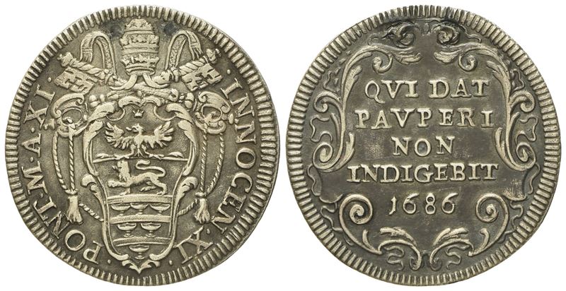 Stato Pontificio. Roma. Innocenzo XI (1676 - 1689). Giulio 1686 Anno XI. Ag (2,95 G; 25 MM)