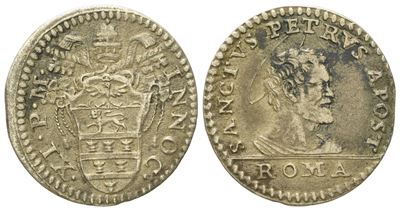 Stato Pontificio. Roma. Innocenzo XI (1676-1689). Grosso (1681). Munt.170; Ag; 1,31gr; 18,8 MM Bb...