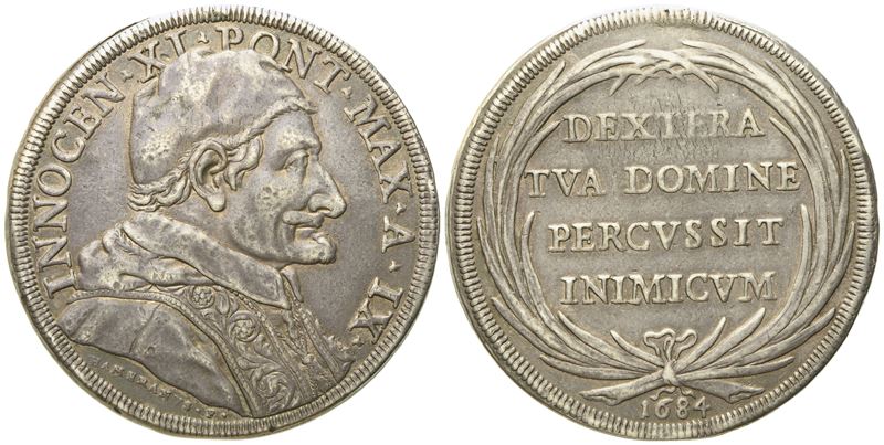 Stato Pontificio. Roma. Innocenzo XI (1676 - 1689). Piastra Anno IX. Ag (31,62 G; 43,4 MM)