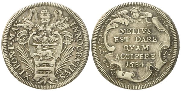 STATO PONTIFICIO. Roma. Innocenzo XI (1676 - 1689). Testone 1684. Ag (9,10 g; 31,7 mm)  - Auction Modern Coins - Bertolami Fine Art - Casa d'Aste