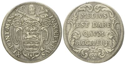 Stato Pontificio. Roma. Innocenzo XI (1676 - 1689). Testone (1684). Ag (9,07 G; 31 MM)