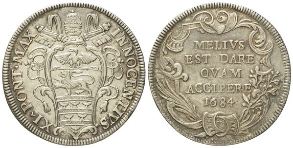 STATO PONTIFICIO. Roma. Innocenzo XI (1676 - 1689). Testone 1684. Ag (9,13 g; 30,3 mm)  - Auction Modern Coins - Bertolami Fine Art - Casa d'Aste