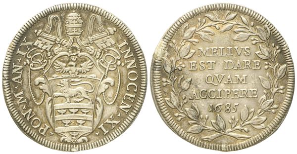 STATO PONTIFICIO. Roma. Innocenzo XI (1676 - 1689). Testone 1685. Ag (g 8,94; mm 31,7).  - Auction Modern Coins - Bertolami Fine Art - Casa d'Aste