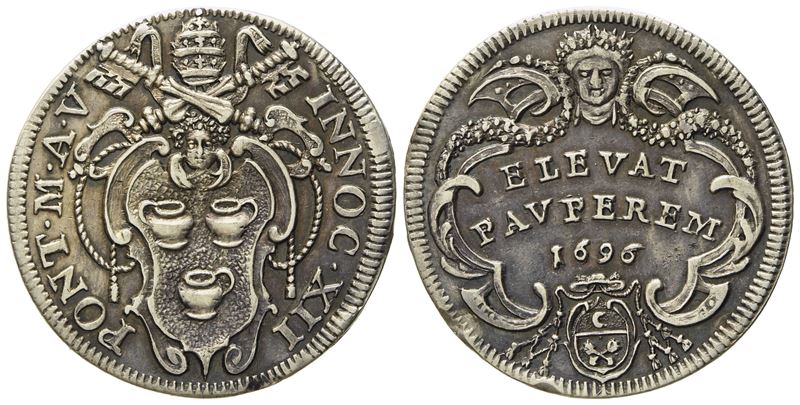 Stato Pontificio. Roma. Innocenzo XII (1691 - 1700). Giulio 1695. Ag (g 3,08; MM 24,5).