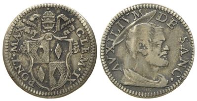 Stato Pontificio. Roma. Clemente IX (1667 - 1669). Mezzo Grosso. Ag (g 0,77; MM 15).