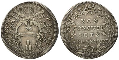 Stato Pontificio. Roma. Clemente XI (1700-1721). Giulio Anno IX. Munt. 100; Ag; 2,95gr; 25,5mm. R...
