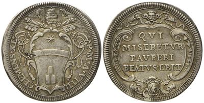 Stato Pontificio. Roma. Clemente XI (1700 - 1721). Testone Anno VIII. Ag (g 9,02; MM 32).