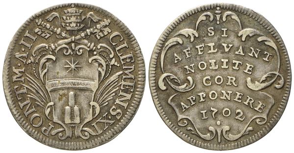 STATO PONTIFICIO. Roma. Clemente XI (1700 - 1721). Giulio 1702. Ag (3,03; mm 25,4).  - Auction Modern Coins - Bertolami Fine Art - Casa d'Aste