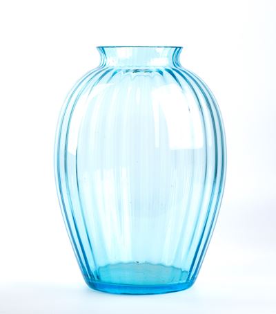 Vaso in Vetro Lobato nei Toni Dell'azzurro