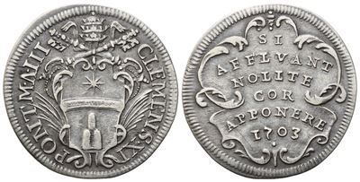 Clemente XI (Giulio 1703), Stato Pontificio, Ag 3,04 g (26 mm), 1703, Anno III