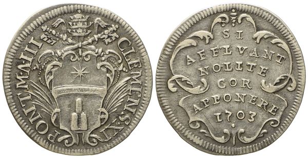 STATO PONTIFICIO. Roma. Clemente XI (1700 - 1721). Giulio 1703. Ag (g 3,04; mm 26).