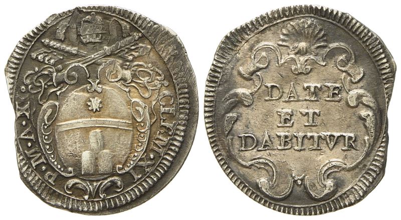 Stato Pontificio. Roma. Clemente XI (1700 - 1721). Grosso Anno X. Ag (g 1,35; MM 18,5).