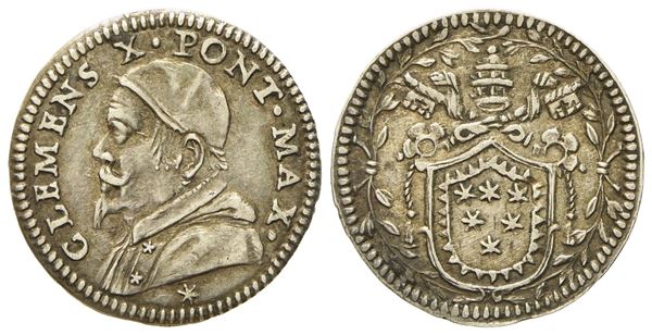 STATO PONTIFICIO. Roma. Clemente X (1670 - 1676). Mezzo grosso. Ag (g 0,75; mm 15,3).  - Auction Modern Coins - Bertolami Fine Art - Casa d'Aste