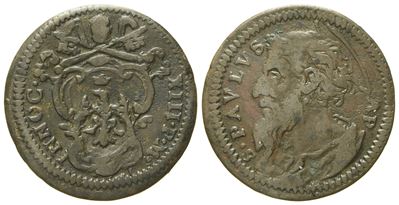 Stato Pontificio. Roma. Innocenzo XIII (1721-1724). Quattrino. Munt.57 I; Cu; 2,47gr; 20,3mm. Bb+