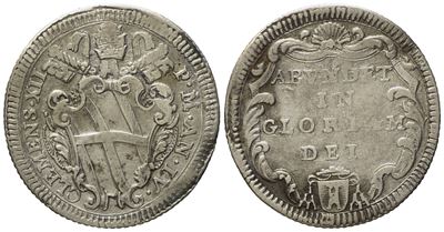 Stato Pontificio. Roma. Clemente XII (1730-1740). Giulio Anno IV. Munt.100; Ag; 2,56gr; 26mm. Rar...